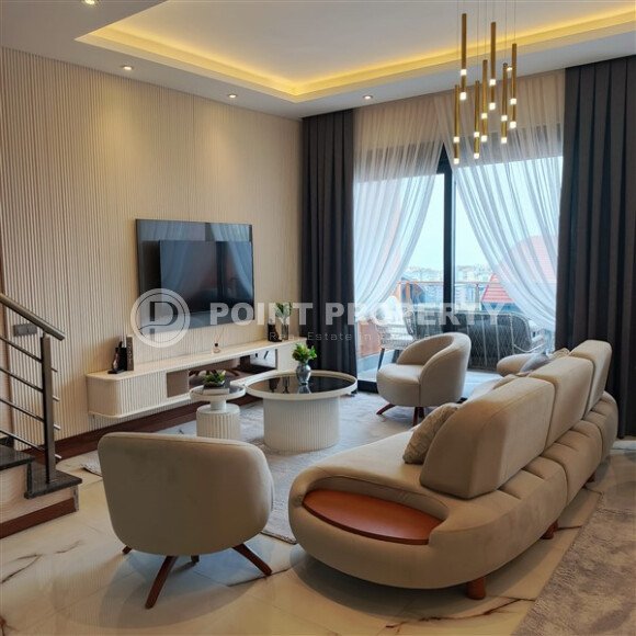 Двухуровневая квартира 2+1 с видом на море и дизайнерским ремонтом в Бююкхасбахче, возможность получения ВНЖ-id-9499-фото-2