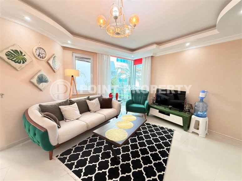 Стильная квартира  60 м² в районе Клеопатры, центр Аланьи с паркингом и большой территорией, ВНЖ-id-9723-фото-5