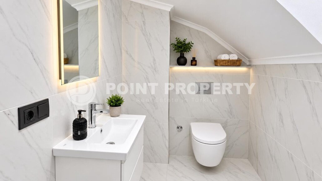 Апартаменты-дуплекс 2+1, 95 м² в районе Каргыджак — вид на море, 100 м до моря-id-11062-фото-6