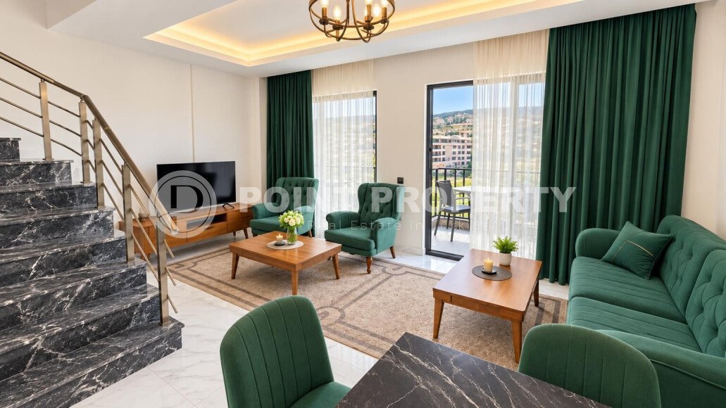Апартаменты-дуплекс 2+1, 95 м² в районе Каргыджак — вид на море, 100 м до моря-id-11062-фото-2